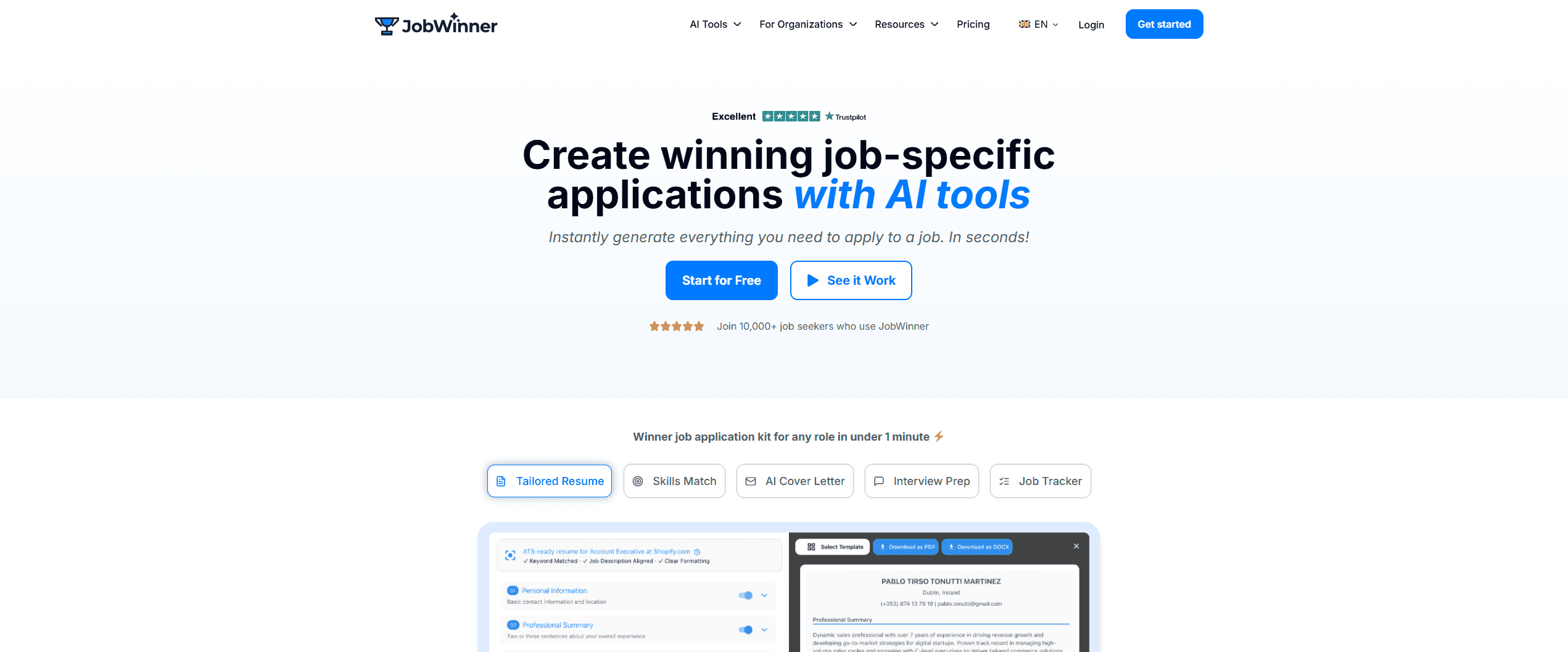 JobWinner screenshot 1