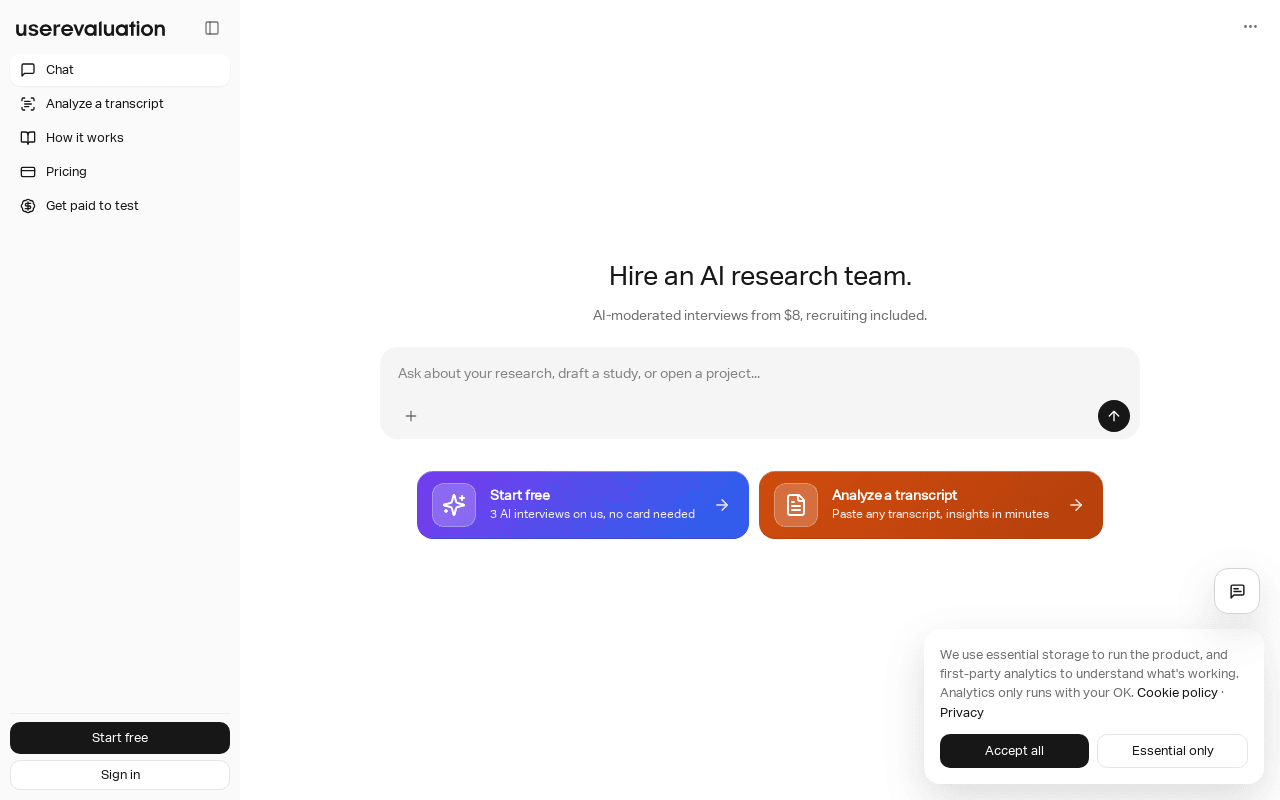 User Evaluation screenshot 1
